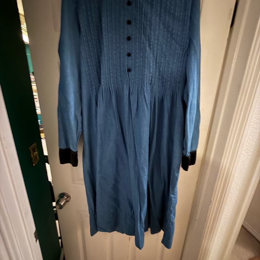 Vintage Blue Jean Type Dress with Black Accents